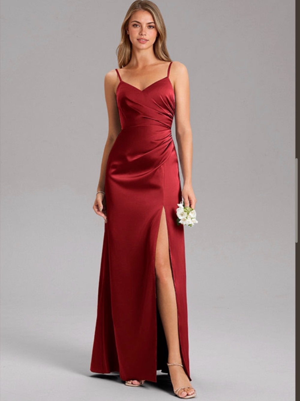 Azazie Azuree Scarlet Stretch Satin Dress